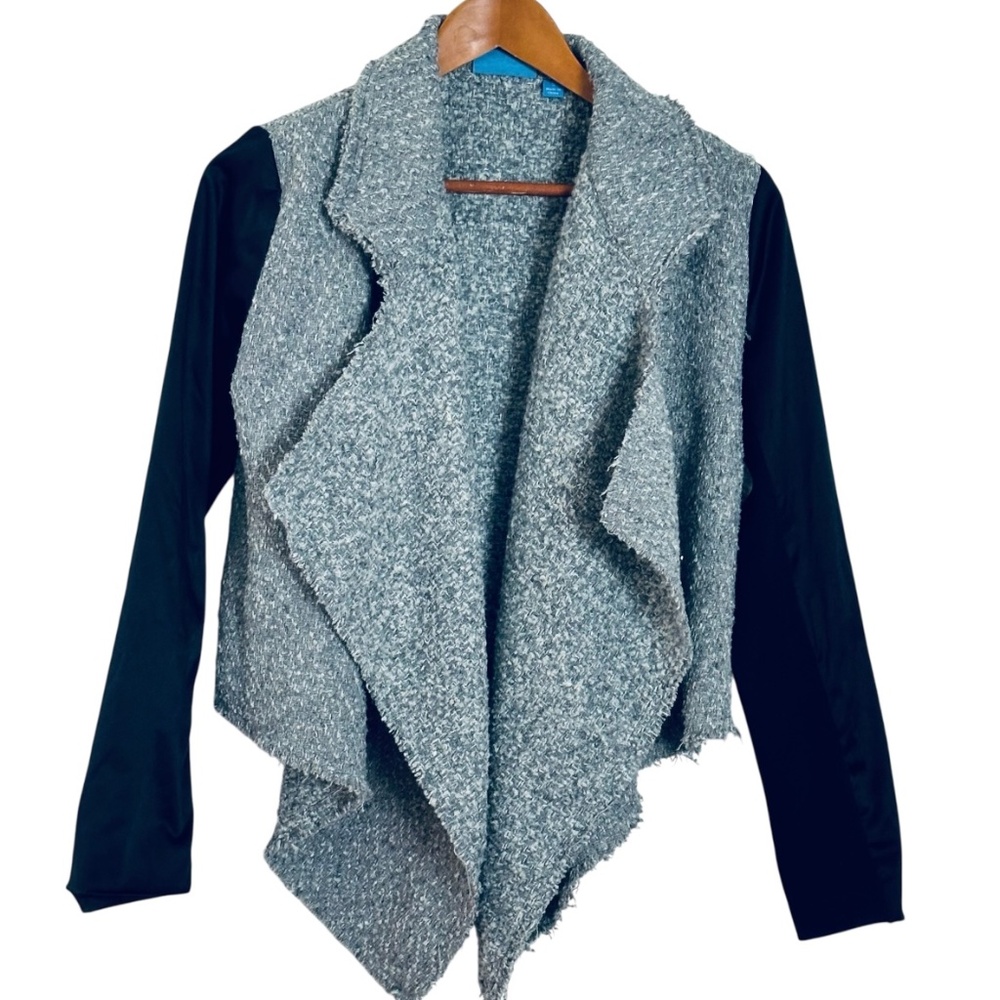 Simply Vera Vera Wang S.Waterfall Tweed Drape Jacket Gray Black